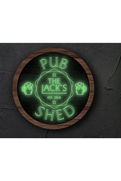 Bk Gift Kişiye Özel Led Işıklı Yuvarlak Bar Tabelası, Işıklı Tabela, Bar Deko...