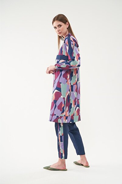 Mevra Mia Desenli Tesettür Mayo Lavanta Uzun