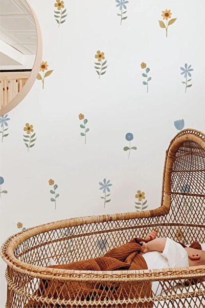 WALLHUMAN Renkli Bahar Çiçekleri Çocuk Odası Duvar Stickerı