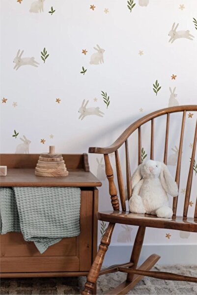 WALLHUMAN Mutlu Tavşanlar Çocuk Odası Duvar Stickerı