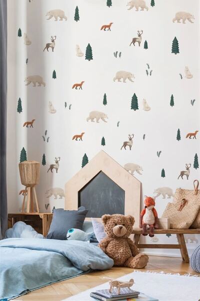 WALLHUMAN Αυτοκόλλητο τοίχου για παιδικό δωμάτιο Wild Winter Life