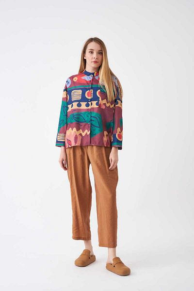 Mevra Elastic Waist Modal Trousers Milk Coffee