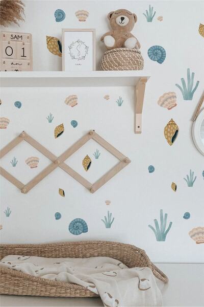 WALLHUMAN Autocolant de perete pentru camera copiilor Sea Treasures