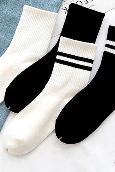 Çekmece Ασπρόμαυρες ριγέ Unisex Κάλτσες τένις Σετ 4 τεμ
