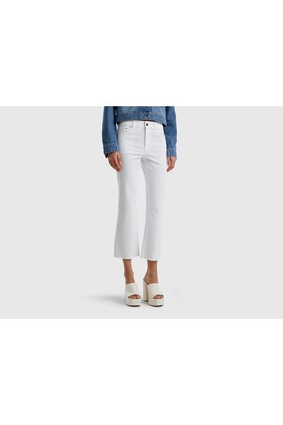 United Colors of Benetton Women's White 5 Pocket Short Leg Denim Trousers White
