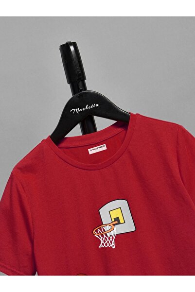 Machetta Kids Astronaut Playing Basketball Printed Oversize Crew Neck Children's T-shirt