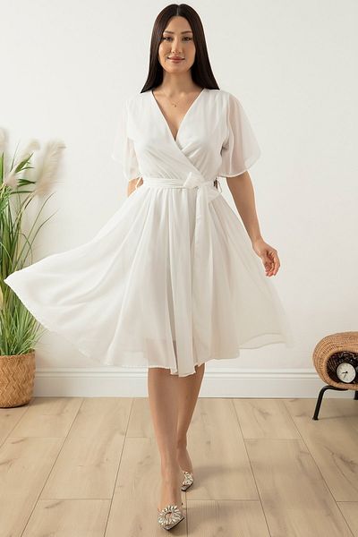 PULLIMM Sleeves Flounced Chiffon Dress 22-253