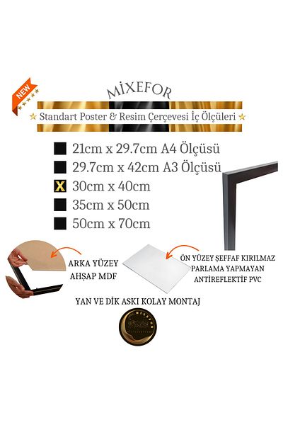 mixefor إطار فارغ مقاس 30 سم × 40 سم - إطار صورة ملصق لون أسود مضاد للانعكاس
