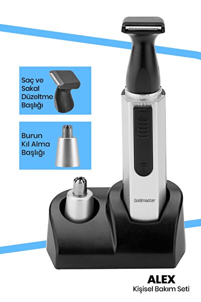 GOLDMASTER Alex Saç Sakal Düzeltme Ve Burun Kıl Alma Mini Erkek Kişisel Bakım Seti GM7165