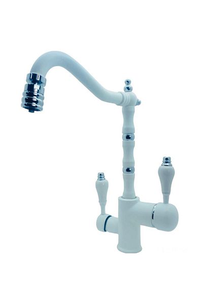 Class Armatür Kitchen Purifier White Chrome Patterned Sink Faucet