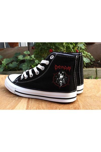 Touz Black Demon Girl Printed Unisex Canvas Shoes