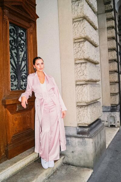 Lilsaint zh Papel Satin Trench