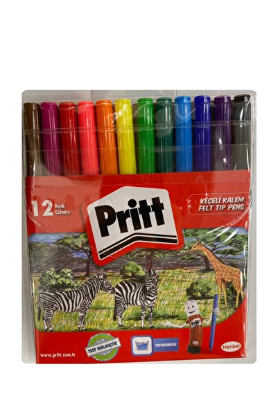 Pritt Felt-Tip Pens 12'Li Long Lasting Jumbo Size Colored Pens Series