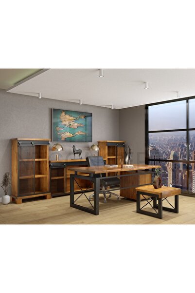 NT Concept Ntconcept Aden Doğal Ahşap Ofis Ve Çalışma Odası Takımı-180'lık Takım
