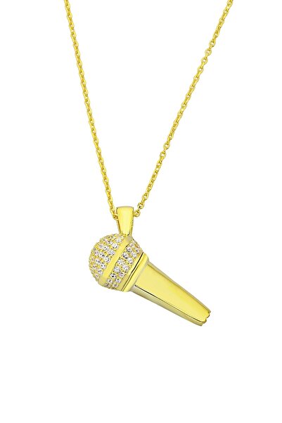 Argentum Concept 18k Altın Kaplamalı 925 Ayar Gümüş Mikrofon Kolye - 23174302