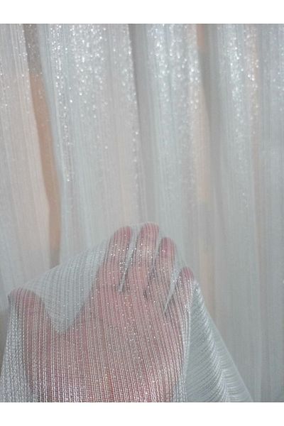 MebelPort Curtain Glitter Plain Striped Rotating Tulle Sparse (1 X 2) Pleated