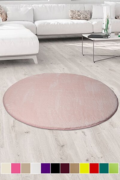 Teksev Elite Pudra Yuvarlak Salon Oda Koridor Halısı Kaymaz Yıkanabilir Pufid...