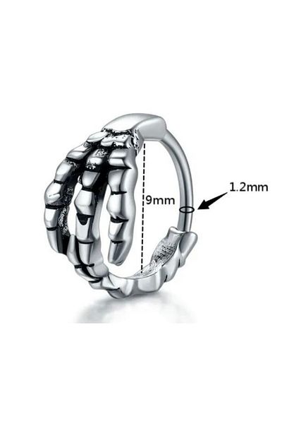 Jaida Moda Unisex Gray Claw Figure Gothic Sports Steel Hoop Earrings