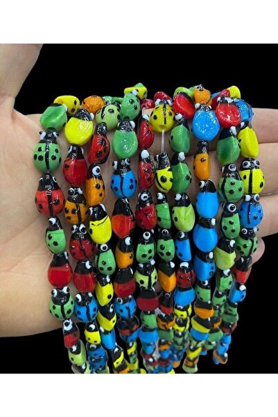 ella'nın çarşısı Mărgele de sticlă tip buburuză, perforate, 1 cm x 1 cm, 1 și...