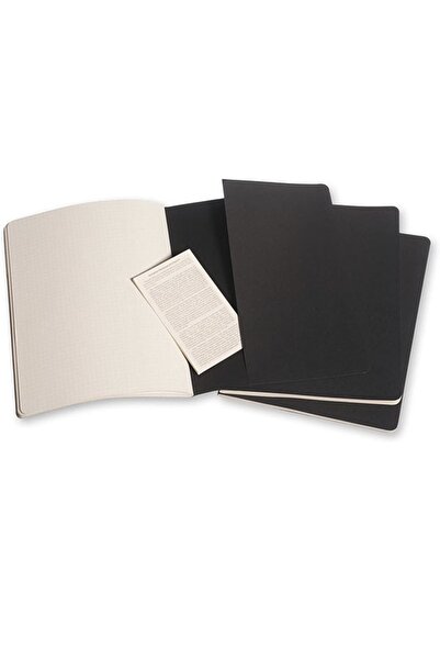 Moleskine Cahier XL 3-Piece Checked Notebook, 19x25cm Black