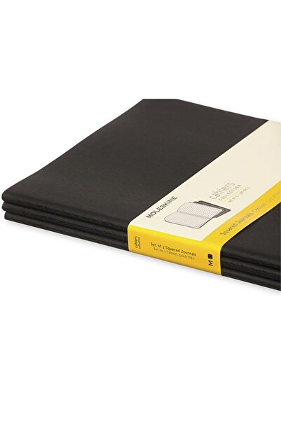 Moleskine Cahier XL 3-Piece Checked Notebook, 19x25cm Black