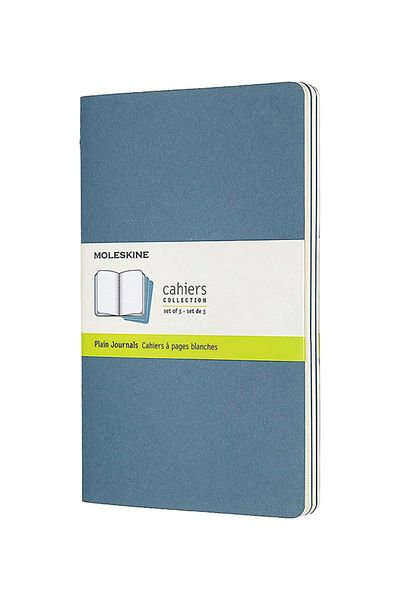 Moleskine Cahier Large 3-Piece Unlined Notepad, 13x21cm Light Blue