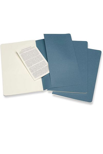 Moleskine Cahier Large 3-Piece Unlined Notepad, 13x21cm Light Blue