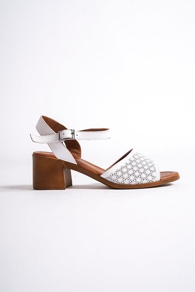Modabuymus Sandale de zi cu zi cu toc gros Lita din piele naturală