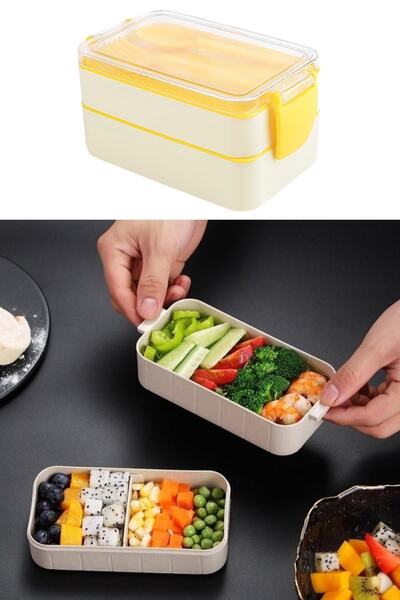 MasterCar 2 Katlı Saklama Kabı Hava Almaz Sızdırmaz Kapaklı Kahvaltılık Seti ...