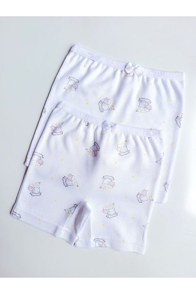 ÇebiKids Girl's 100% Cotton Patterned Bottom Panties Boxer Set of 2