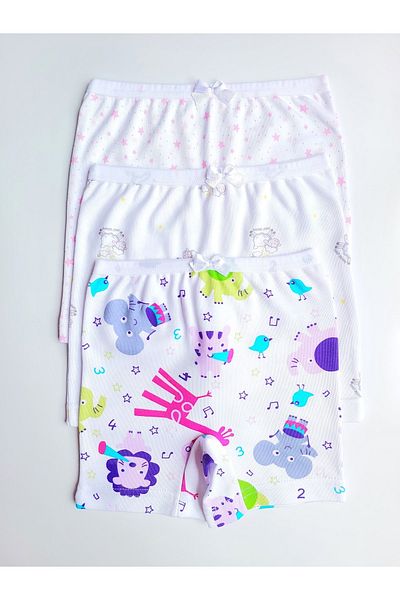 ÇebiKids Girl's 100% Cotton Patterned Bottom Panties/boxers 3-pack