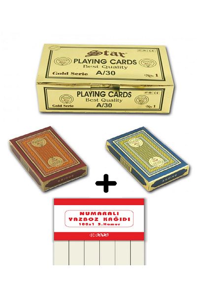 MSMETICARET Star Gold Playing Card Biric Playing Card 2 Decks + Puzzle (100 Sheets)