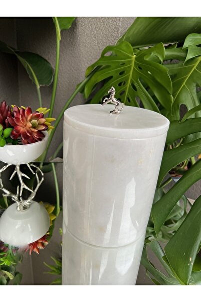 MIARIK DESIGN & DEKORASYON DEKORATİF BEYAZ MERMER ÇÖP KOVASI