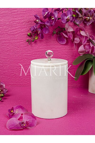 MIARIK DESIGN & DEKORASYON DEKORATİF BEYAZ MERMER ÇÖP KOVASI