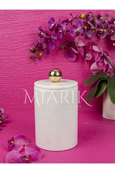 MIARIK DESIGN & DEKORASYON DEKORATİF BEYAZ MERMER ÇÖP KOVASI