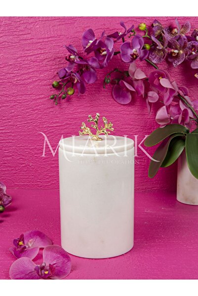 MIARIK DESIGN & DEKORASYON DEKORATİF BEYAZ MERMER ÇÖP KOVASI