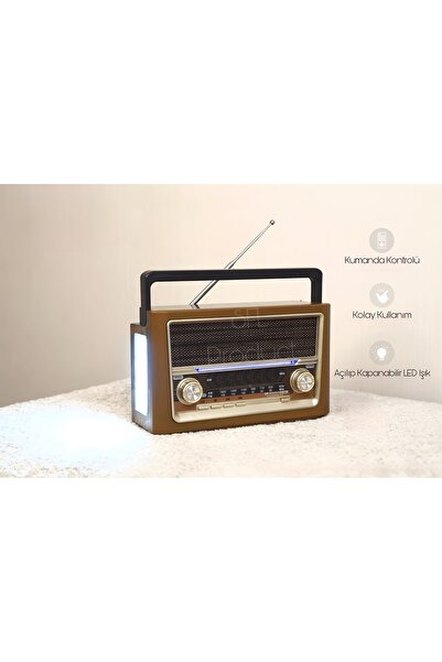 SFL Product Eskitme Nostaljik Ahşap Tasarımlı Bluetoothlu Nostalji Radyo Blue...