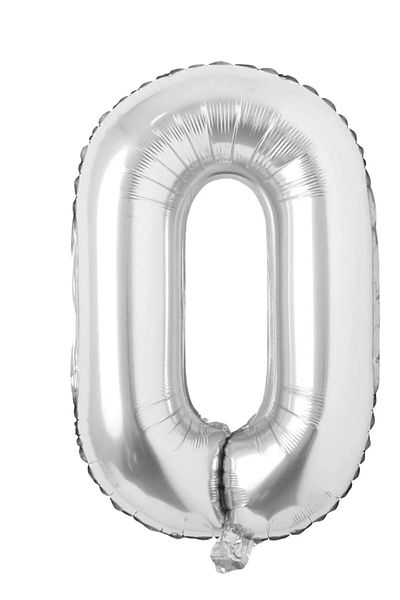 FOKUL Foil 0 Number Balloon 36 Cm Silver Gray Small Size 16inc Zero Number Foil Balloon