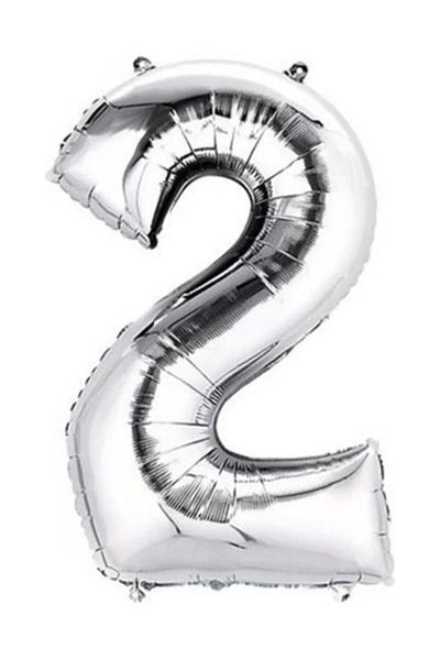 FOKUL Foil 2 Number Balloon 36 Cm Silver Gray Small Size 16inc Two Digits Foil Balloon