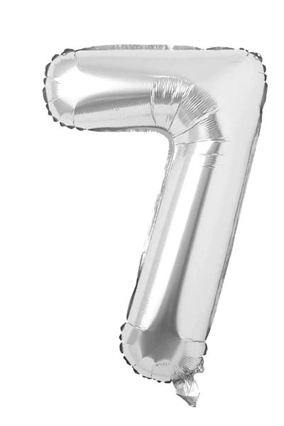 FOKUL Foil 7 Digit Balloon 36 Cm Silver Grey Small Size 16inc Seven Digit Foil Balloon