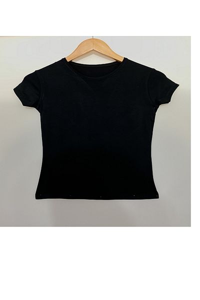 Betimoda Body de damă negru cu mânecă scurtă cu gâtul rotund