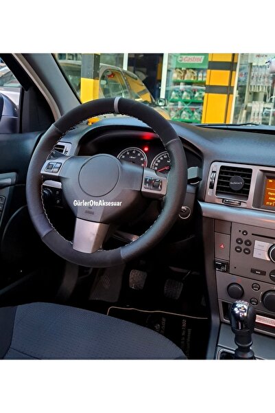 gürler oto kılıf ve aksesuar Hyundai Accent Era Uyumlu Dikmeli Direksiyon Kılıfı Noktalı-alkantara Gri Yüzüklü