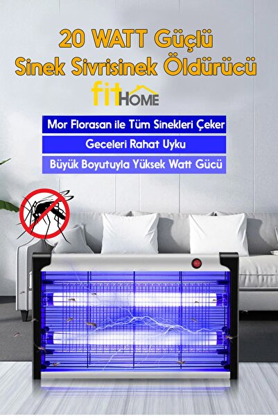 FİTHOME 20 Watt Elektrikli Sinek Öldürücü Sinek Kovucu Mor Işık Cız Lamba