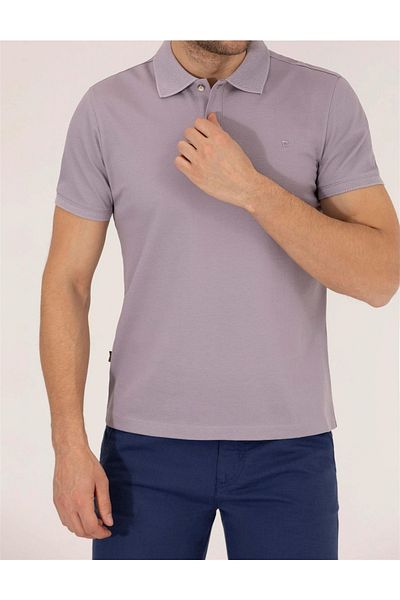Pierre Cardin Μπλουζάκι με λαιμόκοψη πόλο λιλά Slim Fit Basic