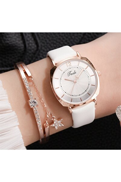 Toz Vintage ساعة يد نسائية من الجلد بسلك جلدي