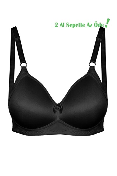 Alışveriş Meydanı Women's Black Gathering Reducer No Underwire Empty Cup Bra