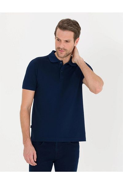 Pierre Cardin Πόλο μπλουζάκι με λαιμόκοψη Navy Blue Slim Fit