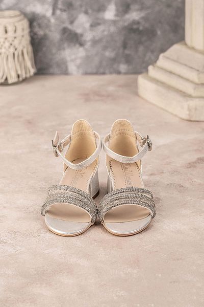 MİNİ WOMEN Girl's Stoned Heeled Shoes Mother of Pearl