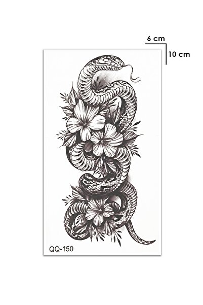BiWini Yılan Ve Gül Snake And Rose Göğüs Arası Geçici Dövme Tattoo