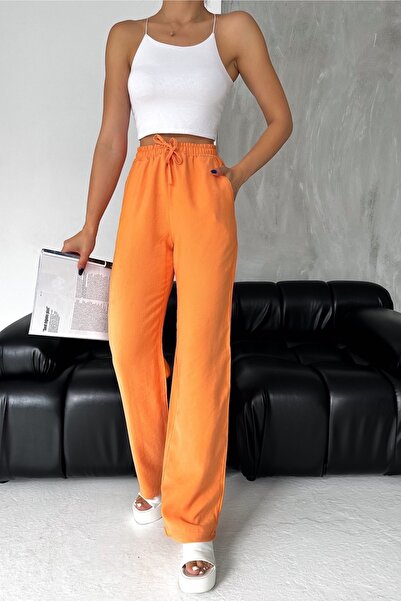 FEMELLE Women's New Season Double Pocket Drawstring Waist Modal Fabric Wide Leg Trousers